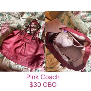 Coach Pink Shoulder Bag with Slouchy Design